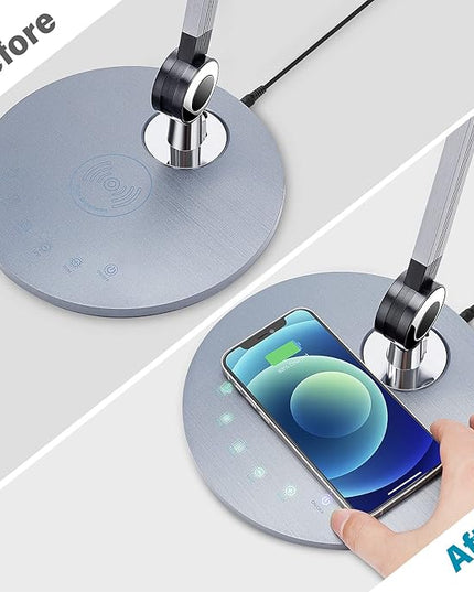 Desk Lamp,Led Architect Desk Lamp,Desk Lamps for Home Office,Table lamp with Wireless Charger & Adjustable Swing Arm,Touch Control, 3 Lighting Mode,5 Brightness,Eye-Caring Office Lamp