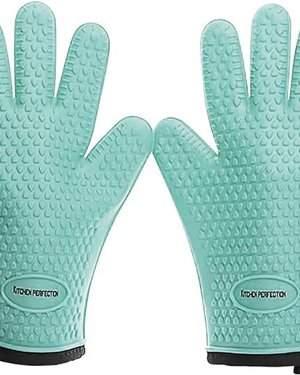 KITCHEN PERFECTION XL Silicone Smoker Oven Gloves-Extreme Heat Resistant BBQ Gloves-Handle Hot Food Right on Your Grill Fryer&Pit|Waterproof Grilling Cooking Baking Mitts|Superior Value Set+3 Bonuses