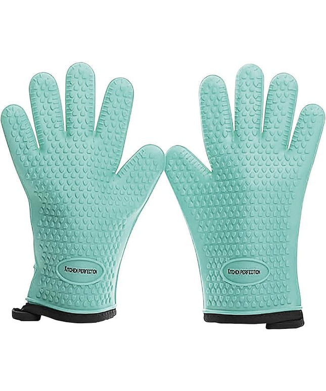 KITCHEN PERFECTION XL Silicone Smoker Oven Gloves-Extreme Heat Resistant BBQ Gloves-Handle Hot Food Right on Your Grill Fryer&Pit|Waterproof Grilling Cooking Baking Mitts|Superior Value Set+3 Bonuses
