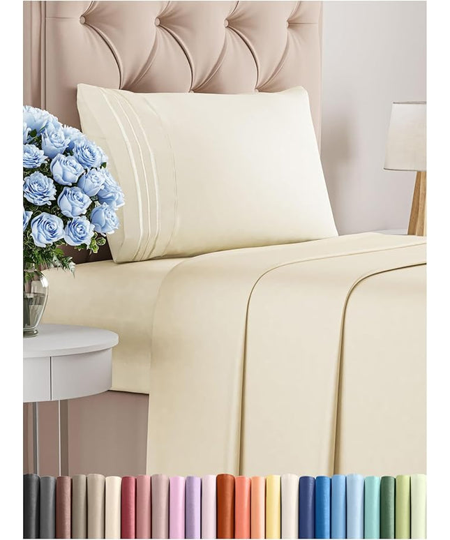 Twin XL Size 3 Piece Sheet Set - Comfy Breathable & Cooling Bed Sheets Set - Hotel Luxury Bedding for Women, Men, Kids, Teens, Boys & Girls - Deep Pockets, Soft, Wrinkle Free - Oeko-Tex - Off White