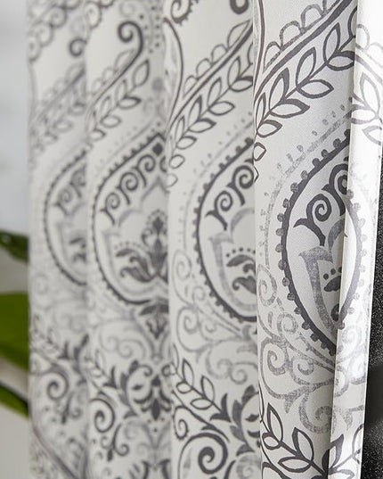 jinchan Blackout Curtains 90 Inch Length 2 Panels Grey Damask Medallion Window Curtains for Bedroom Grommet Thermal Insulated Drapes for Living Room Vintage Luxury Window Treatments Set