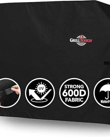 Heavy Duty BBQ Grill Cover for Outdoor Grill, 72 Inch – Waterproof, Weather Resistant, UV & Fade Resistant with Adjustable Straps – Gas Grill Cover for Weber, Genesis, Charbroil, etc. Black