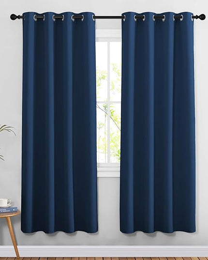 NICETOWN Blackout 78 inch Curtains for Doorway 2 Panels Set, Grommet Thermal Window Treatments Room Darkening Door Curtains for Bedroom/Home Family, Moroccan Blue, W52 x L78
