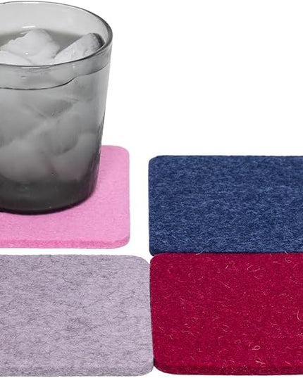 Graf Lantz - Bierfilzl Merino Wool Square Coasters Set of 4 - Flowerbed (4"x4"x5mm) - Absorbs 30% Weight, Natural German Wool - Heat Resistant, Sustainable, Reusable - Home Decor, Coffee Table Decor