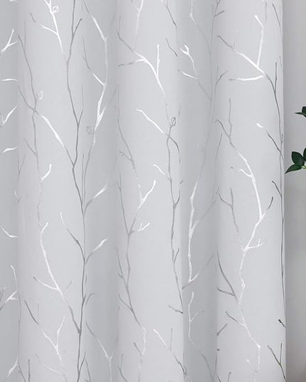 BUHUA Blackout Curtain Drape for Bedroom - Grommet Noise Reducing Thermal Insulated Solid Room Darkening Window Treatment for Doorway/Kids Room 2 Panels, 66 x 84 Inch, Greyish White