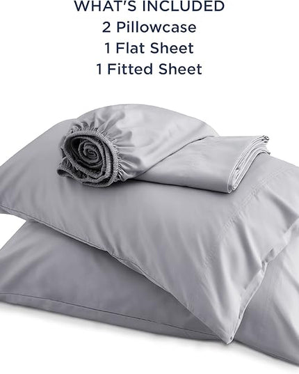 Bedsure California King Sheet Sets, Cooling Sheets, Rayon Derived from Bamboo, Breathable & Soft, Deep Pocket Up to 16 Inches, Hotel Luxury Silky Bedding for Hot Sleepers, Silver Grey