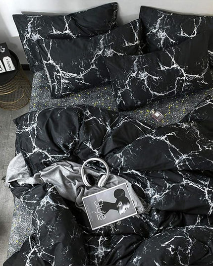 CLOTHKNOW Black California King Comforter Set Marble Bedding Comforter Sets Black White Comforter Abstract Comforter with 2 x Pillow Cases