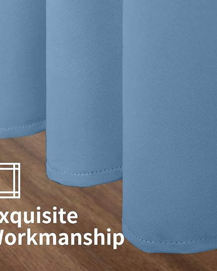 YoungsTex Denim Blackout Curtains for Living Room 84 Inch Length - Thermal Insulated with Grommet Room Darkening Window Drapes for Bedroom Dining, 2 Panels, 52 x 84 Inch
