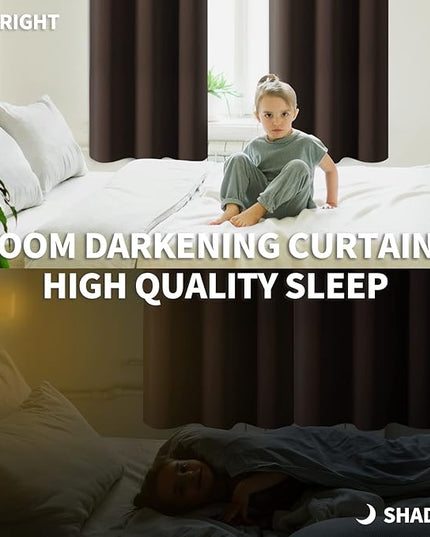 BGment Blackout Curtains for Living Room - Grommet Thermal Insulated Room Darkening Curtains for Bedroom, 2 Panels of 52 x 45 Inch, Brown