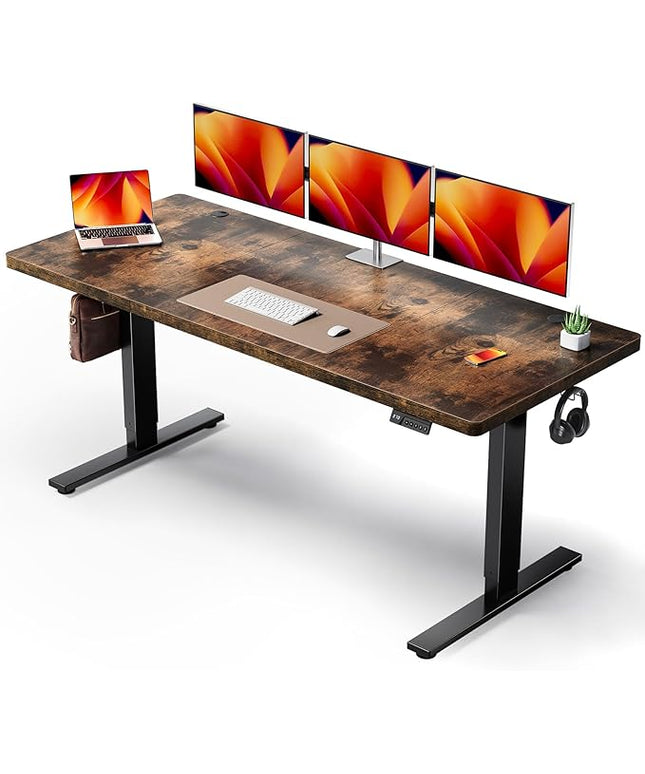 SIAGO Electric Standing Desk Adjustable - 71x30 Inch Sit Stand Desk with 1 Inch Thick Tabletop, Double Beam Frame, 3 Memory Height Adjustment, Cable Management for Home Office