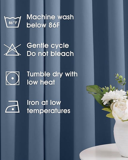 HOMEIDEAS Stone Blue Blackout Curtains 52 X 63 inches Long 2 Panels Room Darkening Bedroom Window Curtains, Grommet Fall Curtains for Living Room