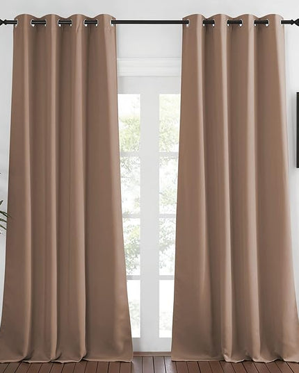NICETOWN Blackout Curtain 90 inches Long for Bedroom - Grommet Light & Heat Blocking Window Treatments Soundproof Drape for Living Room (1 Panel, W52 x L90, Cappuccino)