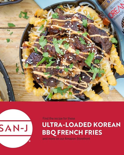 San-J - Gluten Free Korean BBQ Sauce - Bold and Savory Sauce for Cooking - Non-GMO - 10 oz. Bottles - 6 Pack