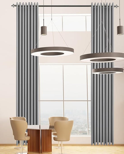 Blackout Curtains for High Ceiling, Extra Long Tall Curtains 18ft Length Solid Grommet Window Drapes for 2 Story High Living Room Loft, Set of 1 Curtain Panel 108 W x 215 L Inches Light Gray