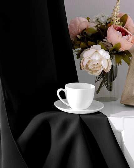 HOMEIDEAS Blackout Curtains for Bedroom 52 X 96 Inch Long 2 Panels Set Black Room Darkening Curtains/Drapes, Soundproof Thermal Grommet Window Curtains for Living Room