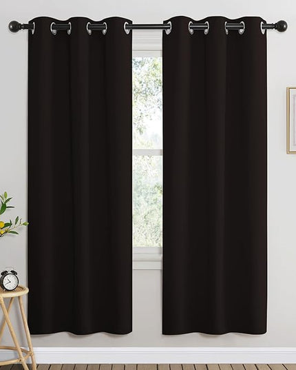 NICETOWN Room Darkening Curtains for Nursery, Grommet Thermal Insulated Light Blocking Window Treatments Sound Reducing for Bedroom, W37 x L72, 2 Panels, Toffee Brown