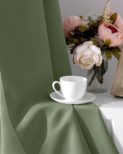 HOMEIDEAS Sage Green Blackout Curtains for Bedroom 52 X 84 Inch Length 2 Panels Set Room Darkening Bedroom Curtains, Soundproof Thermal Grommet Window Curtains for Living Room for Christmas
