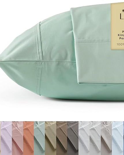 Linen Home 100% Cotton Percale Pillowcases King Size, Pastel Turk, 2 Pieces of Pillow Case, Crisp and Cool Strong Bed Linen, 20 inches X 40 inches