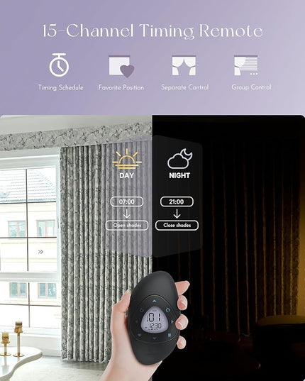 Graywind Rechargeable Smart Curtains Compatible with Alexa App Remote Control Motorized Drape for Sliding Door One-Way or Split Draw, Custom Width Up to 220" (Kapok Series)