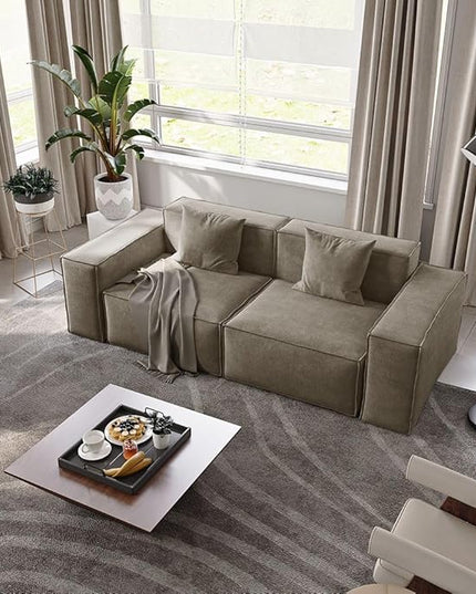 POVISON 83" Modular Sectional Sofa for Living Room Modern Large Sectional Couches Velvet Loveseat Oversized Deep Seat Sofa Set 2 Seater Big Comfy Cloud Couch for House Office
