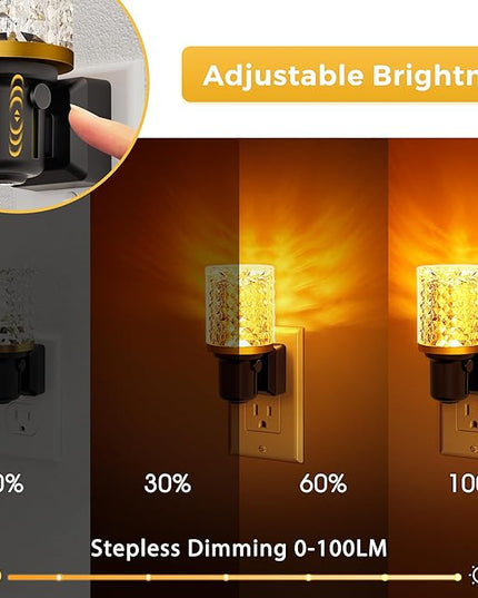 L LOHAS LED Night Light, 2 Pack Dimmable Night Lights Plug into Wall, Automatic Night Lights Plug in with Auto Light Sensor,Adjustable Brightness Amber LED Night Light, for Bedroom Hallway Home Decor