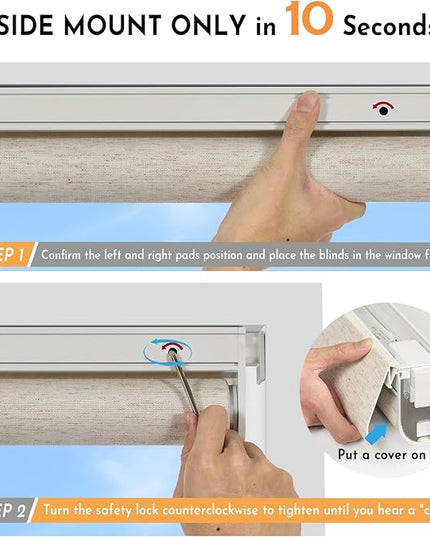 Persilux Smart Motorized Blinds with Remote, No Drill Automatic Roller Shades for Indoor Windows, Light Filtering Linen Fabric, Electric Blinds for Windows, Linen Cream C156-1, Custom Size