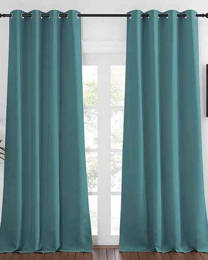 NICETOWN Patio Glass Door Panel - (52 inches Wide x 108 inches Long, Sea Teal, 1 Panel) Blackout Curtain for Bedroom/Living Room, Privacy Panel Drape for Dining Room and Guest Room