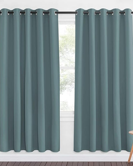 NICETOWN Bedroom Blackout Curtains for Doorway - Thermal Insulated Grommet Room Darkening Large Window Treatments Sound Proof for Living Room/Sliding Door (Greyish Blue, 1 Panel, W66 x L72)