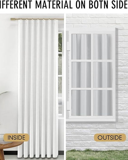 IVAPUPU Linen Pinch Pleated Blackout Curtains for Bedroom - Full Black Out White Curtains 90 Inch 2 Panels Set for Living Room Darkening Thermal Window Curtain Drapes with 16pc Hooks