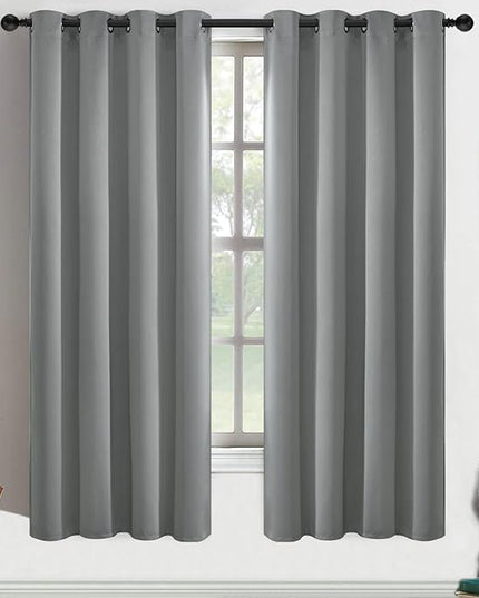 Yakamok Dove Grey Room Darking 63 Inch Length 2 Panel Sets for Livingroom Dining Room Darkening Thermal Insulated Bay Window Hotel Modern Elegant Black Out Sunblock Curtins/Bedroom,52 x 63 Inches