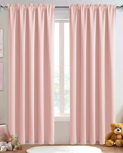 DWCN Blackout Curtains for Living Room Thermal Insulated, Energy Saving & Noise Reducing Bedroom Curtains, Blush Pink, W 70x L 84 Inch, Set of 2 Rod Pocket Curtain Panels