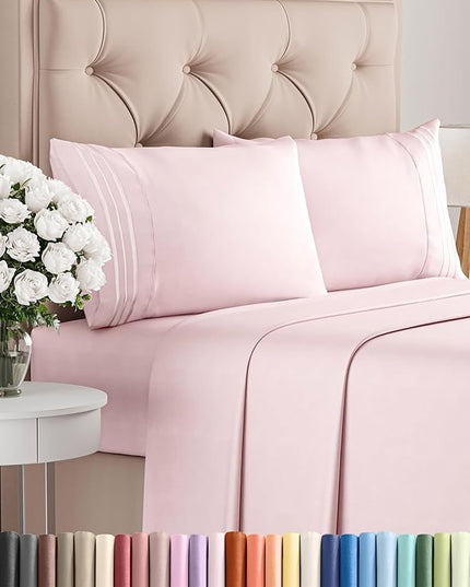 Queen Size 4 Piece Sheet Set - Comfy Breathable & Cooling Bed Sheets Set - Hotel Luxury Bedding for Women, Men, Kids, Teens, Boys & Girls - Deep Pockets, Soft, Wrinkle Free - Oeko-Tex - Lavender Pink