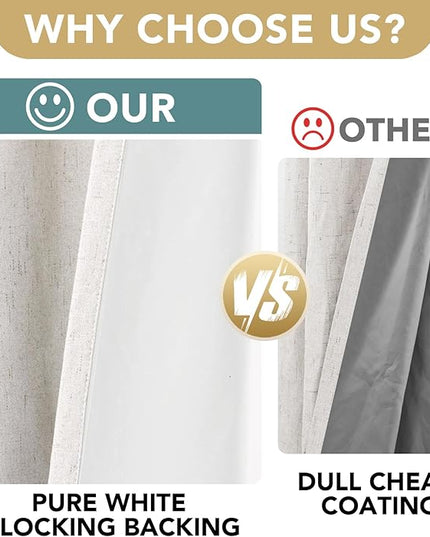 H.VERSAILTEX Blackout Curtains, Durable Thick Textured Look 100% Blackout Patio Door Curtain, Grommet Extra Wide Sliding Door Curtain Panel Long Curtains, W100 x L108 inch- Ivory