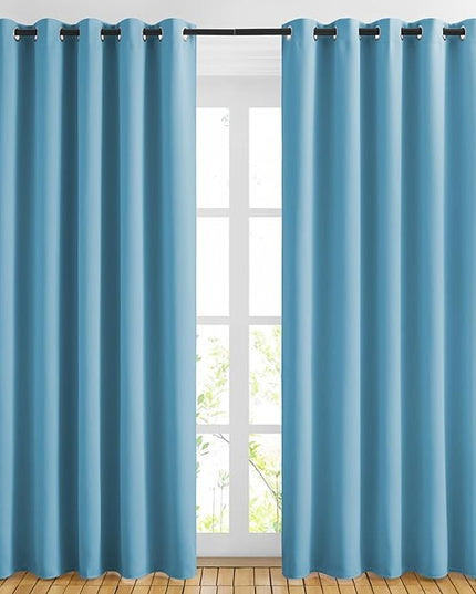 NICETOWN Room Darkening Curtains for Living Room - Easy Care Solid Thermal Insulated Grommet Room Darkening Curtains/Panels/Drapes for Bedroom (2 Panels, 66 by 84, Teal Blue)