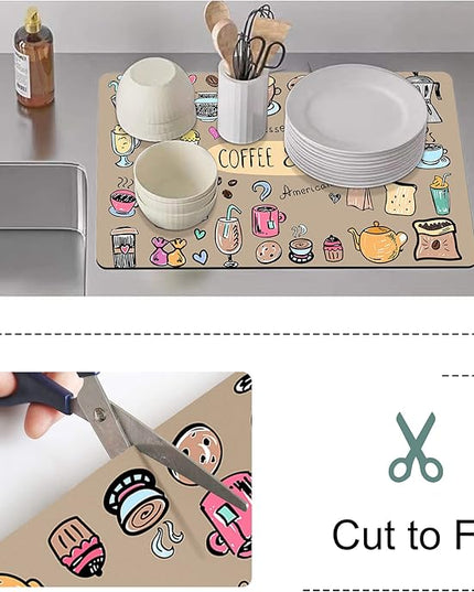 Drip Tray for Coffee Maker,Coffee Pot Mat for Countertops,Coffee Dish Drying Mat for Kitchen Counter Decor,Absorbent Reversible Microfiber Dish Drying Pad Dish Cafe Drainer Rack,pet Water Bowl Mats