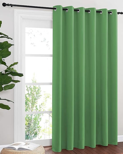 NICETOWN Blackout Sliding Door Curtains 84 Inch Length, Extra Wide Room Divider Grommet Energy Saving Thermal Insulated Curtain for Patio Door Window(W80 x L84, 1 Panel, Froest Green)