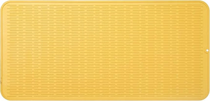 Silicone Dish Drying Mat for Multiple Usage,Easy clean,Eco-friendly,Heat-resistant Silicone Mat for Kitchen Counter or Sink,Refrigerator or Drawer Liner Yellow 5XL 36inches x 18inches