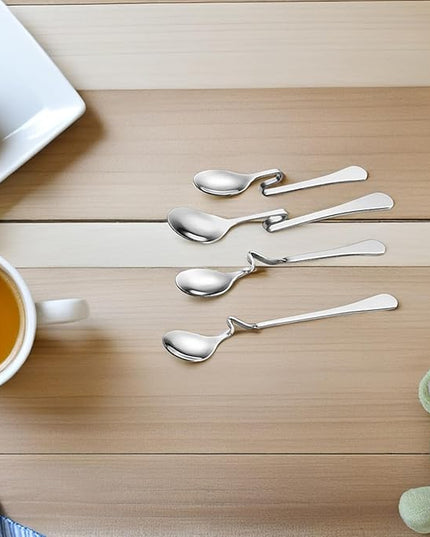 KICHOUSE 8pcs Stainless Steel Hanging Spoon: Curved Handle Coffee Stirrer Kitchen Serving Table Spoon For Bartending Home Office Bar Swizzle Mixing
