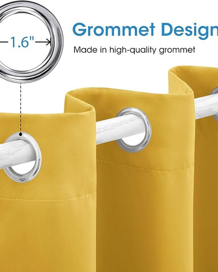 HOMEIDEAS Blackout Curtains 52 X 84 Inch 2 Panels Mustard Yellow Room Darkening Bedroom Curtains, Thermal Grommet Light Bolcking Window Curtains for Living Room
