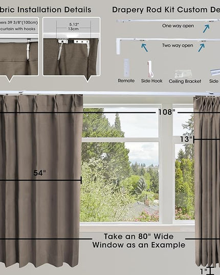 SmartWings Automatic Curtain Opener with Drapery, Motorized Vertical Blinds with Remote, Electric Closet Doors Sliding Panels Compatible with Alexa Google Homekit, 90% Blackout Coconut Brown