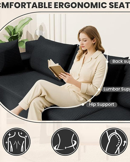 LEVELEVE 107" Cloud Sectional Couch with Deep Seat，Modern Modular Sofa with L-Shape Chaise，No Assembly Required, Upholstered Couches for Living Room Bedroom(Dark Gery,Right Facing Chaise)
