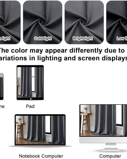 Gwine Charcoal Grey Blackout Curtains for Bedroom 84 inches Long 2 Panels Set, Solid Noise Reducing Thermal Insulated Blackout Curtains for Living Room with Rod Pocket, Each 40" Wx84 L