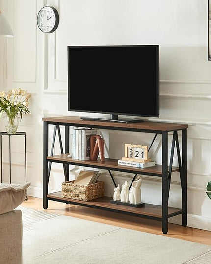 HOMISSUE Entryway Console Table, Rustic Console Table with Wide Storage, Industrial Foyer for Entryway with 3-Tier Open Shelves, Entry Tables for Living Room, Hallway, Brown, 47 Inch