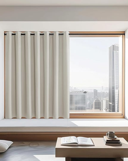 NICETOWN Blackout Curtains 72 inches Long, Grommet Privacy Window Treatment Thermal Insulated Room Darkening Sliding Glass Door Drape for Bedroom Living Room, 1 Panel, W100 x L72, Natural