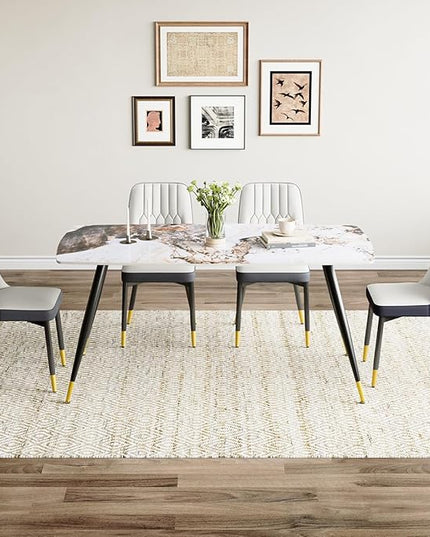 Dining Table Set for 4, Dining Room Table Set for 4, Sintered Stone Kitchen Table Top and Modern Chairs Set of 4 for Kitchen Dining Living Room
