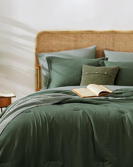 WRENSONGE King Comforter Set, 7 Pieces Deep Forest Soft Bed in a Bag King with Fitted Sheet, Flat Sheet, 2 Pillow Shams, and 2 Pillowcases- Warm Bedding Set for All Season