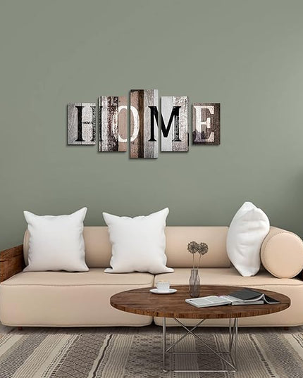 LUDUHU Home Canvas Print Wall Art - 5 Piece Sweet Home Signs, Black and White Quotes, Modern Family Wall Decor (G, Oversize 40x20inch)