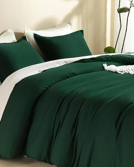 Litanika Dark Emerald Green Comforter California King Size, 3 Pieces Cal King Lightweight Solid Bedding Comforter Set, All Season Fluffy Bed Set (104x96In Comforter & 2 Pillowcases)