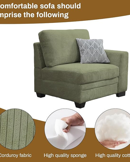 Legend Vansen Oversized Modular Sectional Sofa,6 Seat U Shaped Couch with Ottoman,Corduroy Sofa with Deep Seat,Convertible Large Sectional Couches for Living Room (Olive, L-6)