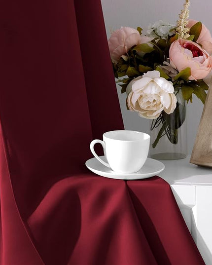 HOMEIDEAS Burgundy Red Blackout Curtains for Bedroom 52x 84 Inch Length 2 Panels Set Room Darkening Bedroom Curtains, Soundproof Thermal Grommet Window Curtains for Living Room